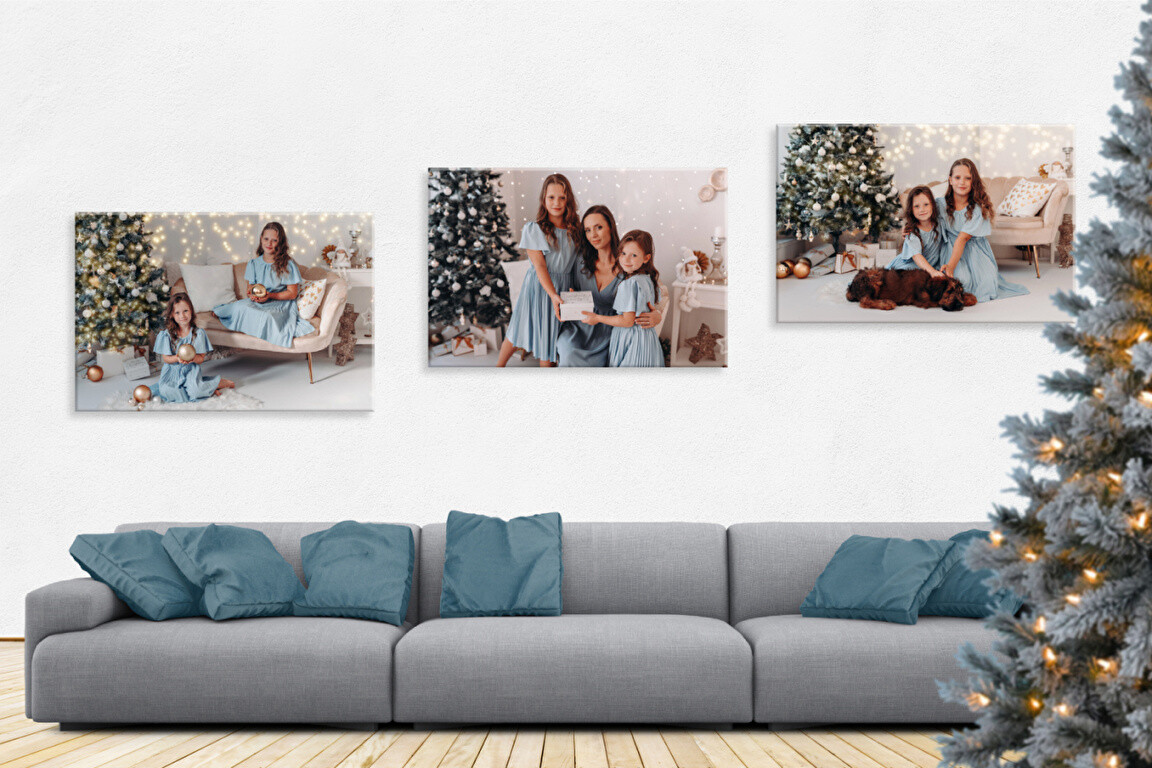 Levně Fotoobrazy sada 3 kusů 60x40 cm s vlastními fotkami, Plátno 100% bavlna: Premium Canvas 390g/m², S lakováním