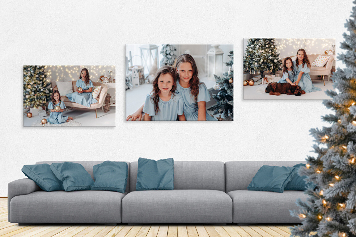 Levně Fotoobrazy sada 3 kusů (2x - 60x40 cm, 1x - 70x50 cm) s vlastními fotkami, Plátno 100% bavlna: Premium Canvas 390g/m², S lakováním